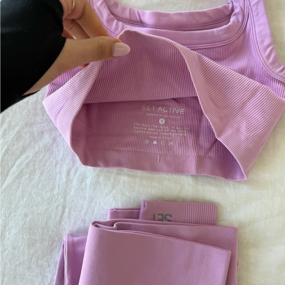 SET Active Pink Ribbed Crop Top - Picture 3 of 4